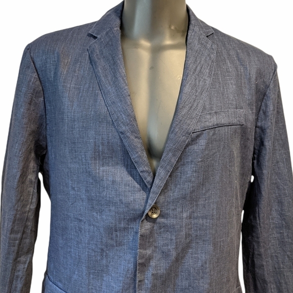 FIVE Four men’s 100% linen navy blue blazer XL - Picture 2 of 12